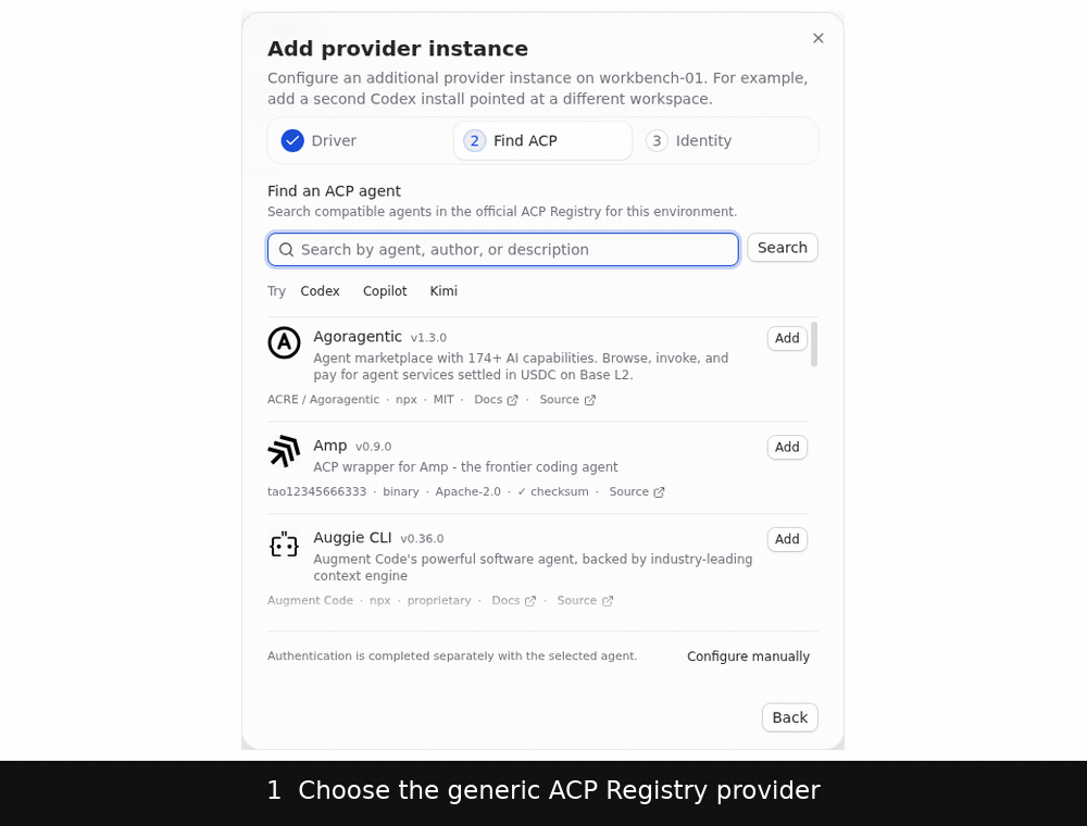 Pi ACP Registry install and completed T3 Code turn